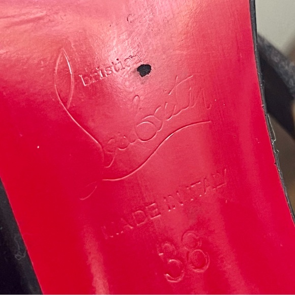 •SOLD•| Christian Louboutin| Vintage Black Red Bottom Glass 4” Sandals Size 38/8 - Picture 14 of 14